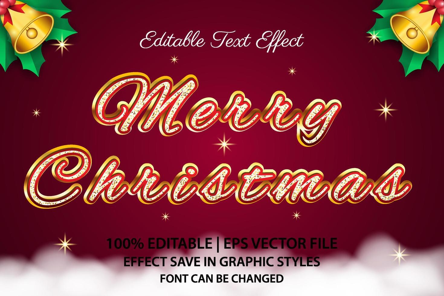 merry christmas editable text effect 3d style vector