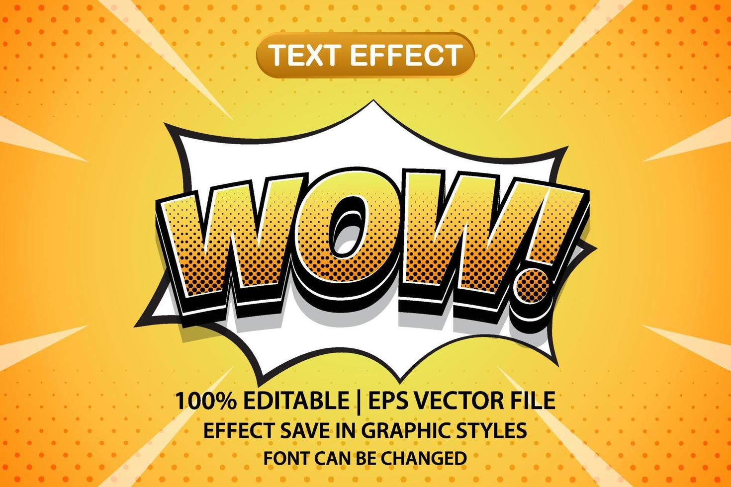 wow efecto de texto editable 3d vector