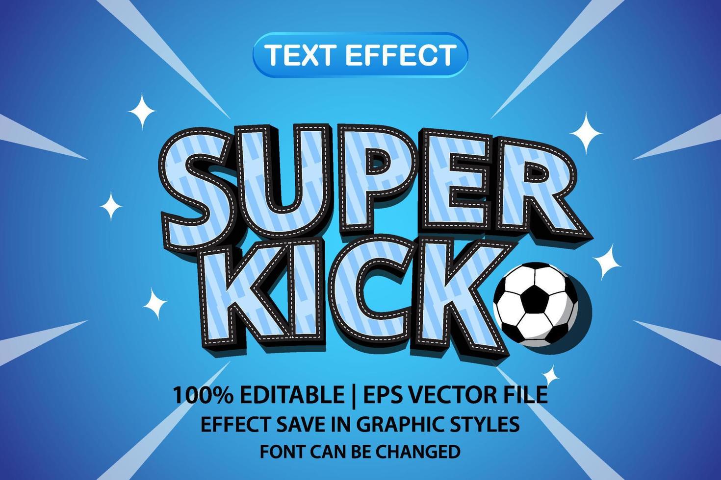super kick 3d editable text effect vector