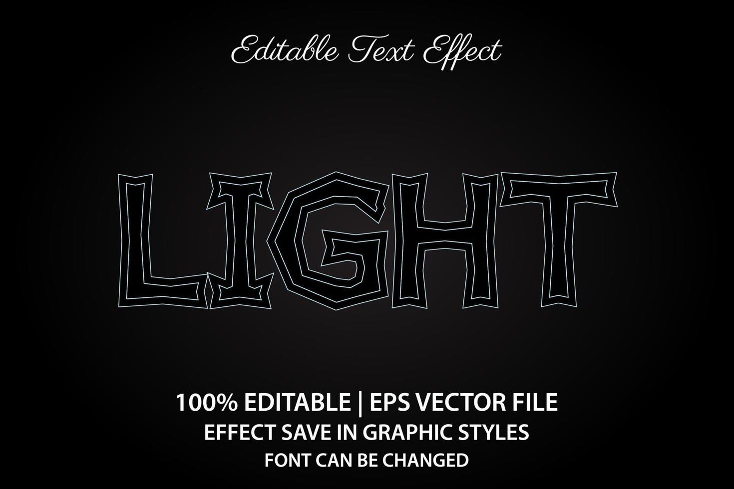 light 3d editable text effect vector