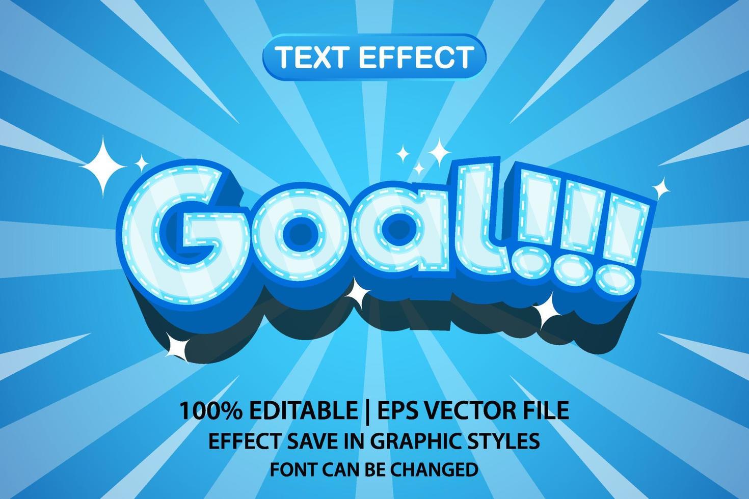 goal 3d editable text effect vector