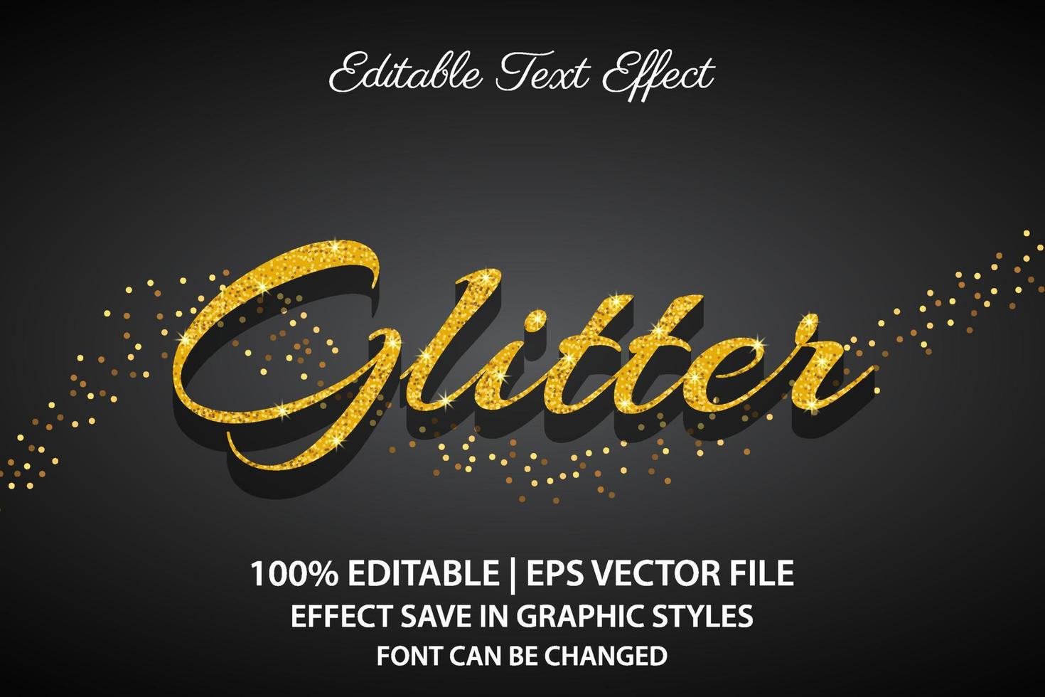 glitter 3d editable text effect vector