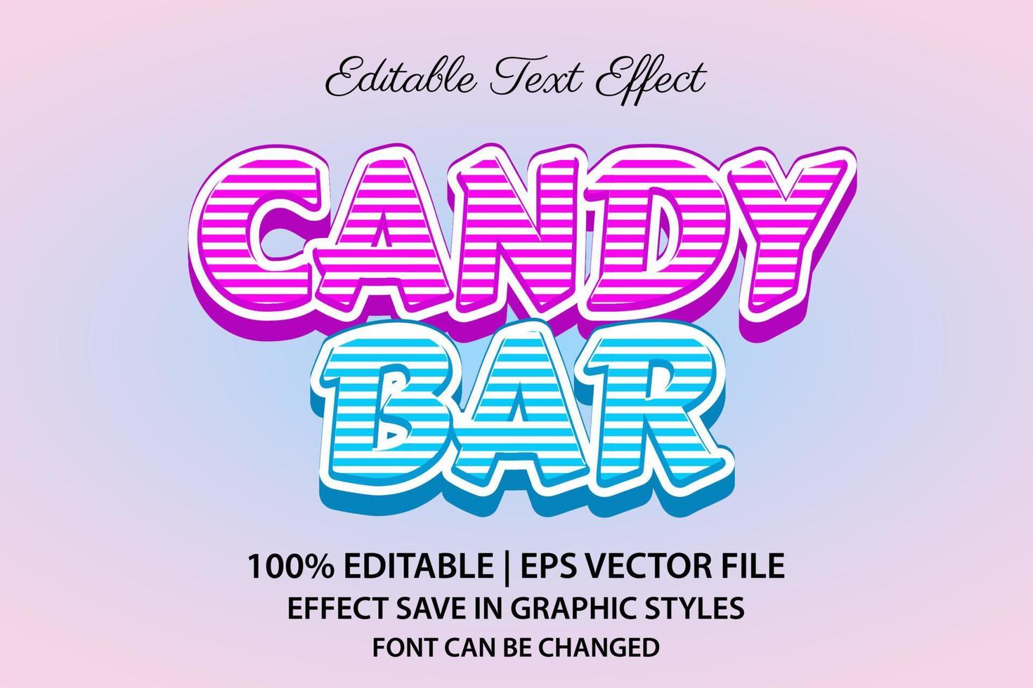 barra de caramelo rosa y azul efecto de texto editable 3d vector