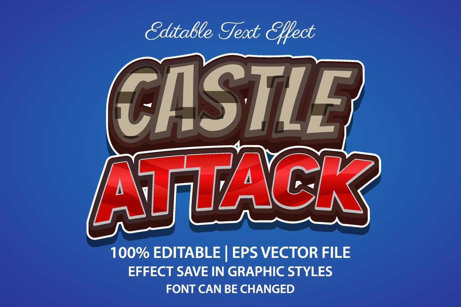 castillo de ataque 3d efecto de texto editable vector