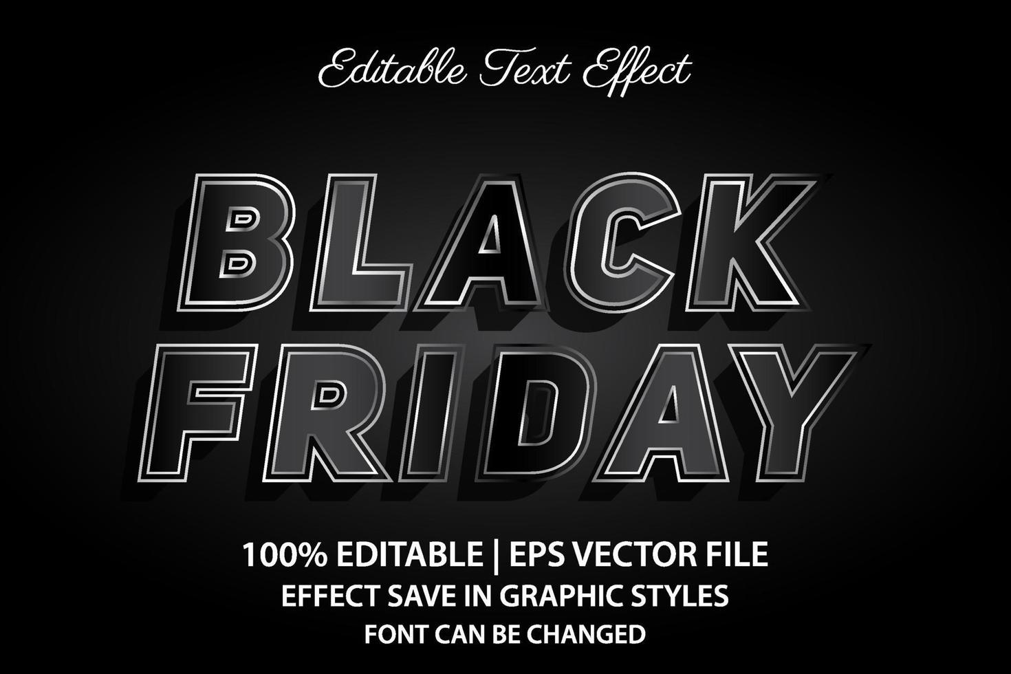 viernes negro efecto de texto editable 3d vector