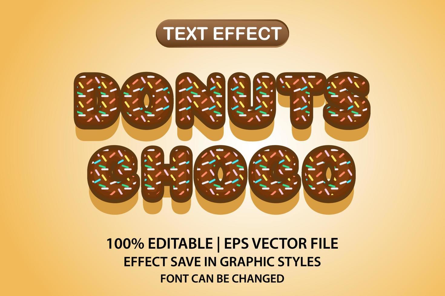 donuts chocho 3d editable text effect vector