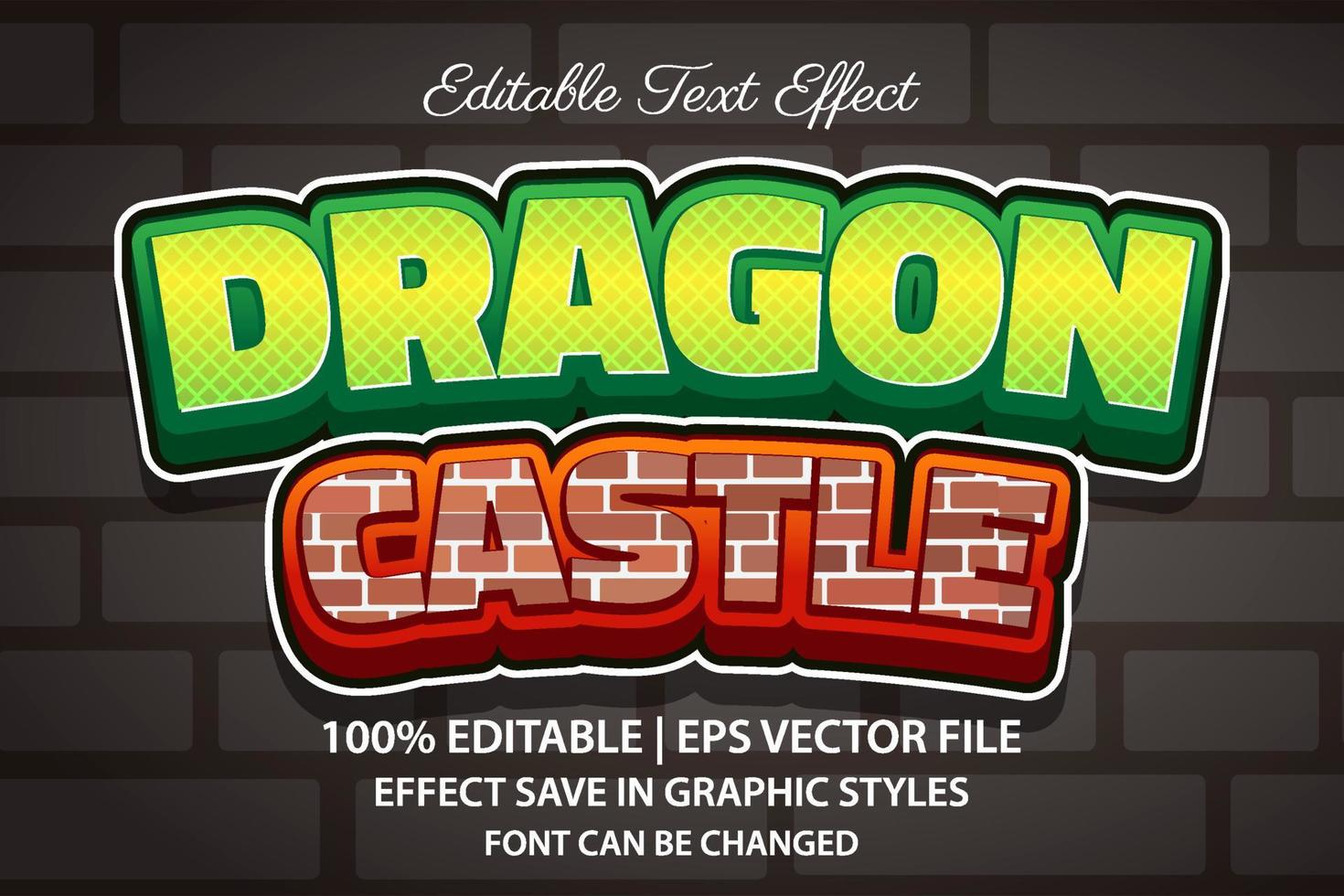 dragon castle 3d editable text effect vector