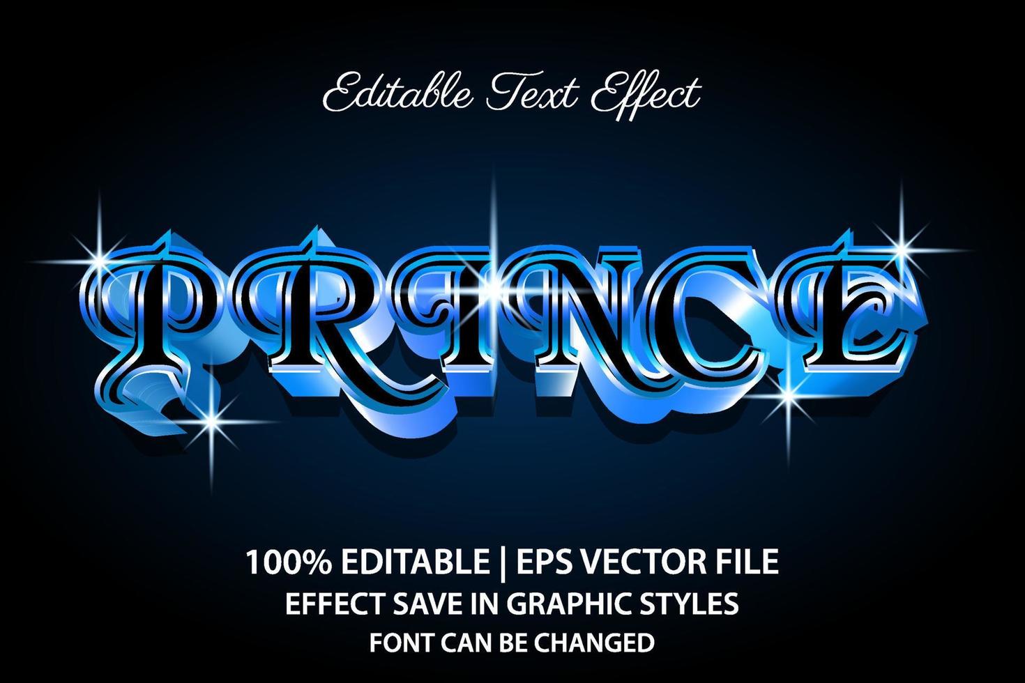 príncipe de lujo efecto de texto editable estilo 3d vector