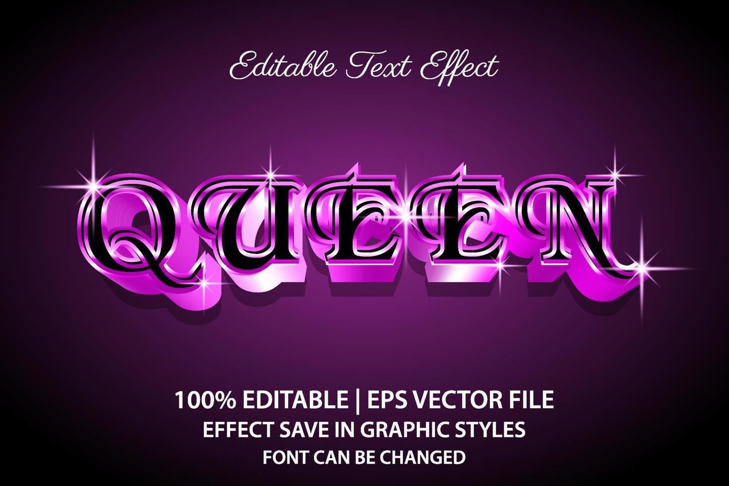 efecto de texto editable de reina de lujo estilo 3d vector