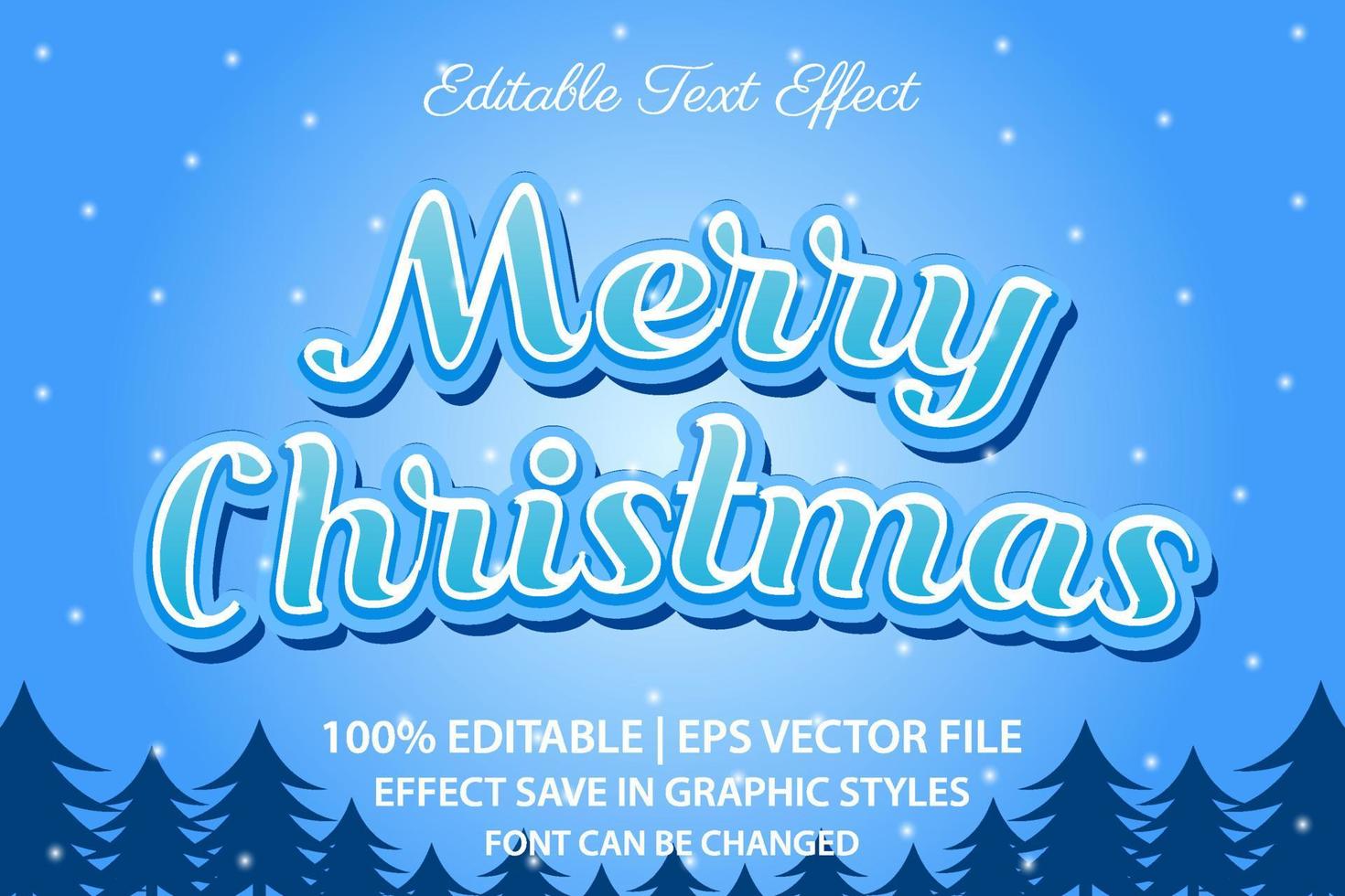 merry christmas editable text effect 3d style vector