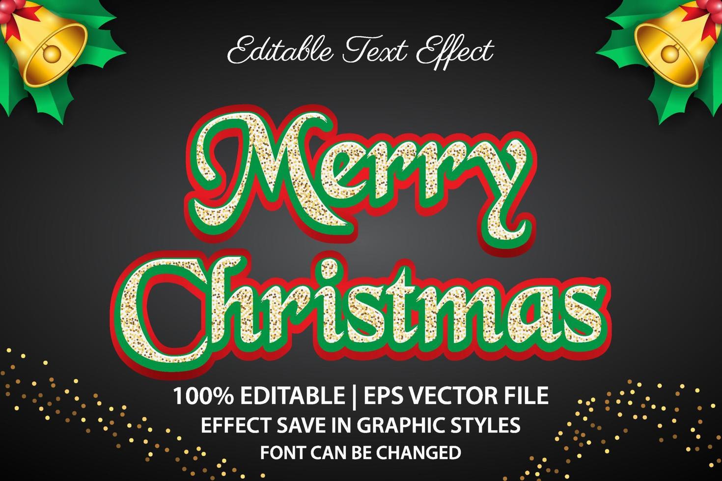 feliz navidad efecto de texto editable estilo 3d vector