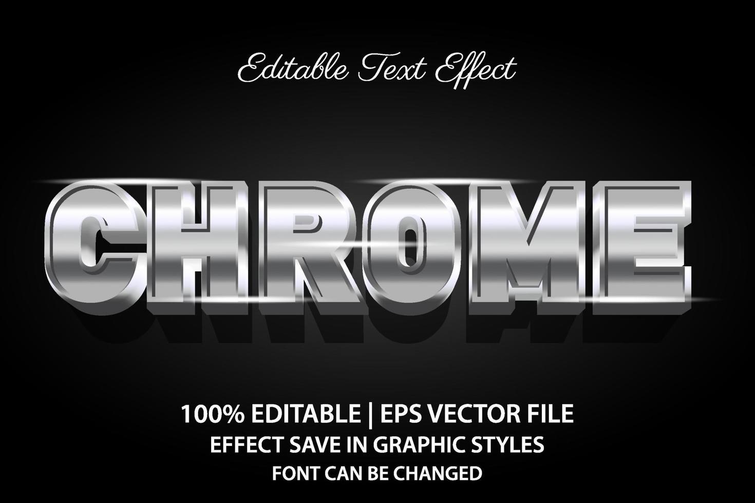 chrome 3d editable text effect vector