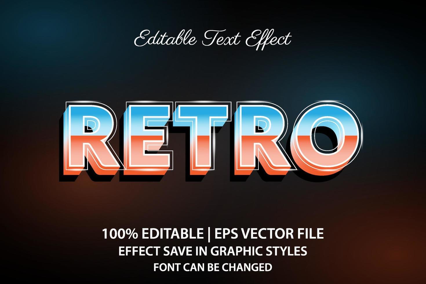 retro 3d editable text effect vector