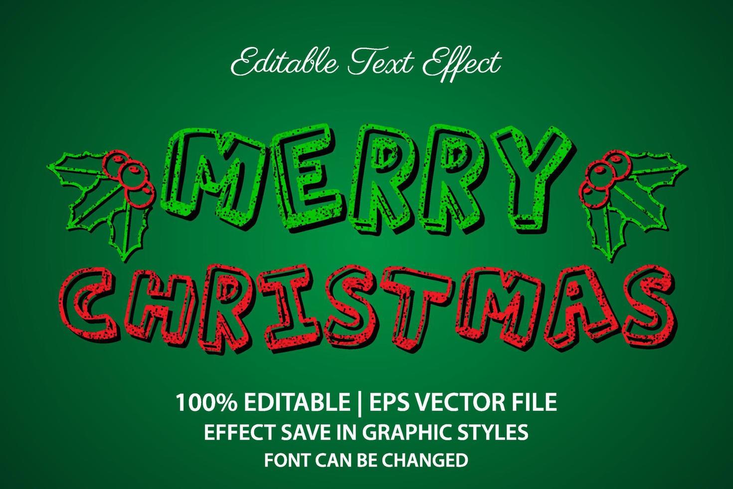 merry christmas editable text effect 3d style vector