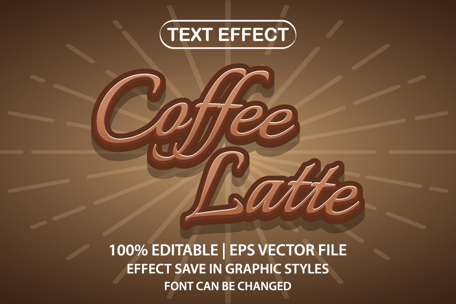 efecto de texto editable 3d de café con leche vector