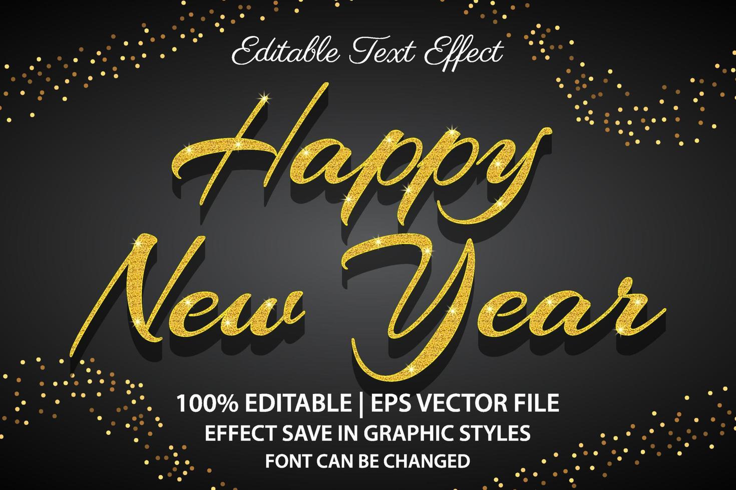 feliz año nuevo efecto de texto editable estilo 3d vector