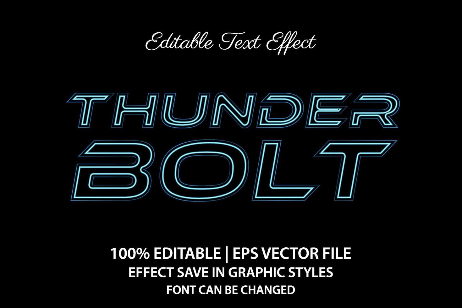 thunder bolt 3d editable text effect vector