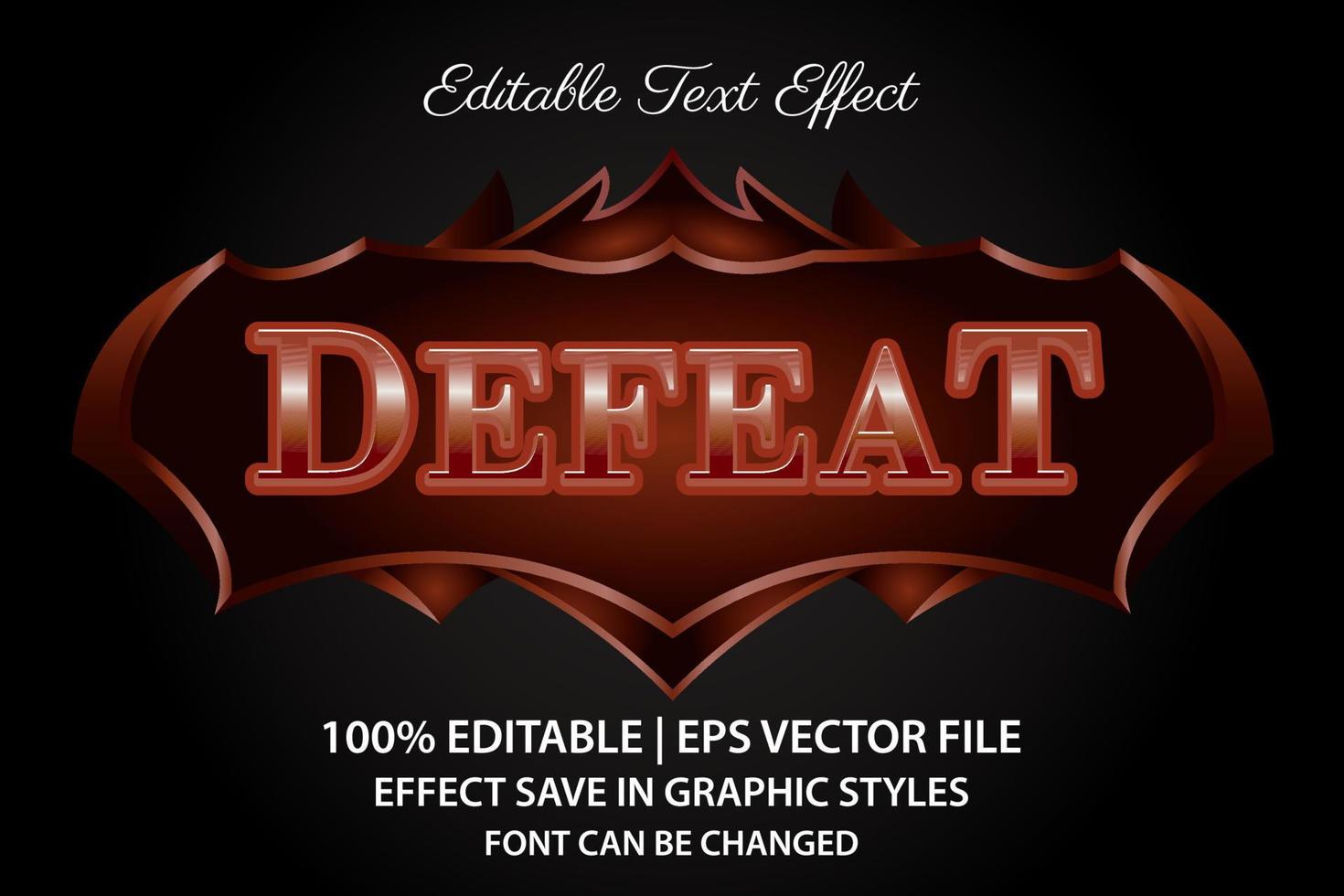 defeat gaming 3d editable text effect vector