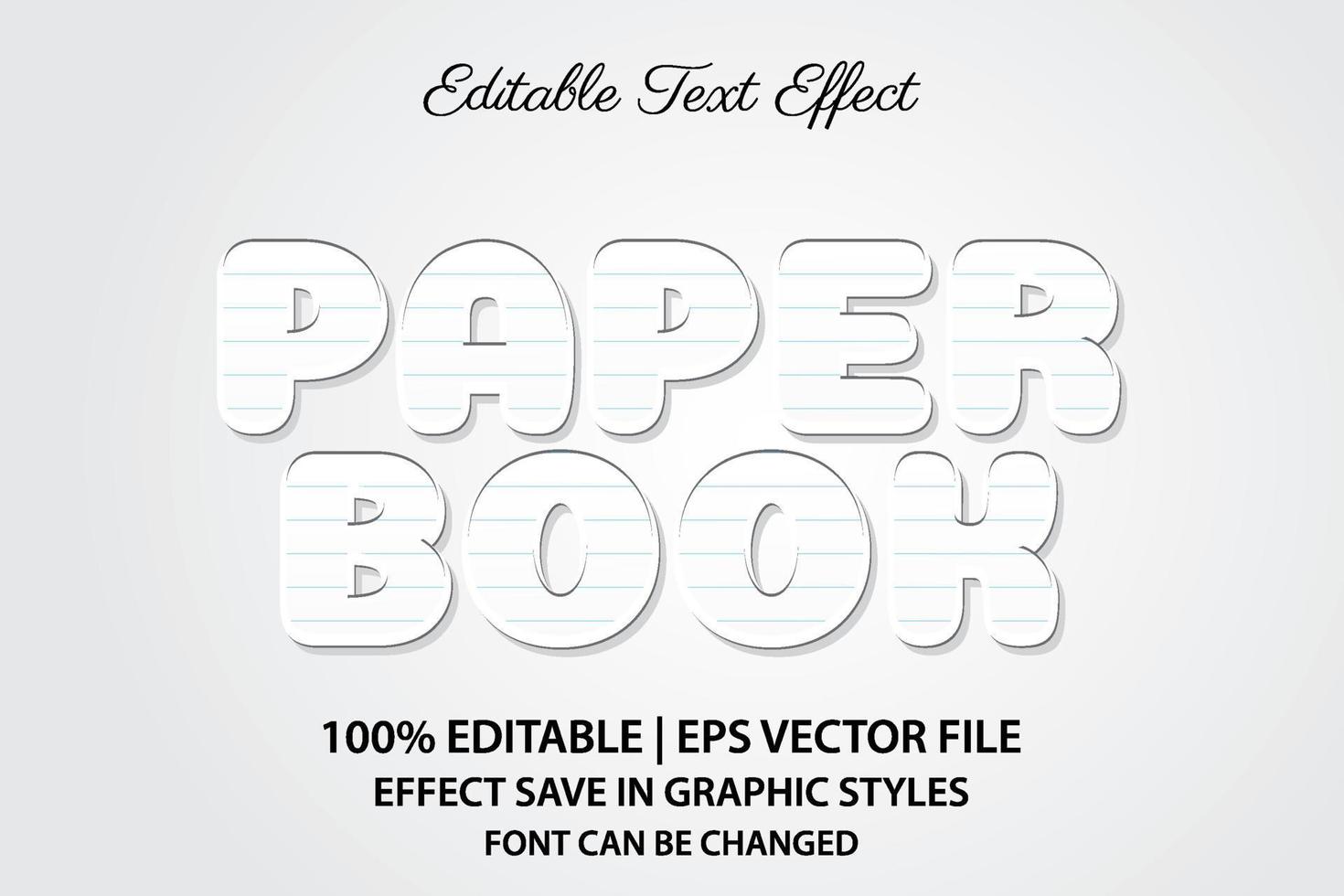 paper book 3d editable text effect vector