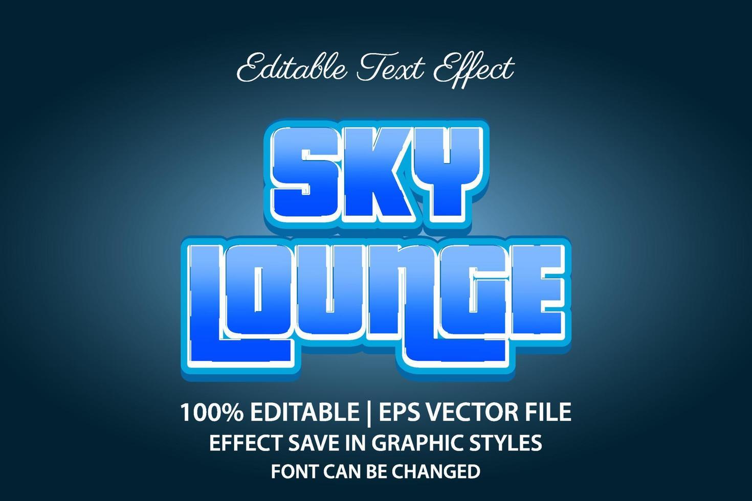 efecto de texto editable 3d sky lounge vector