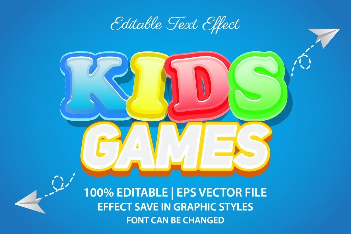 kids games 3d editable text effect vector