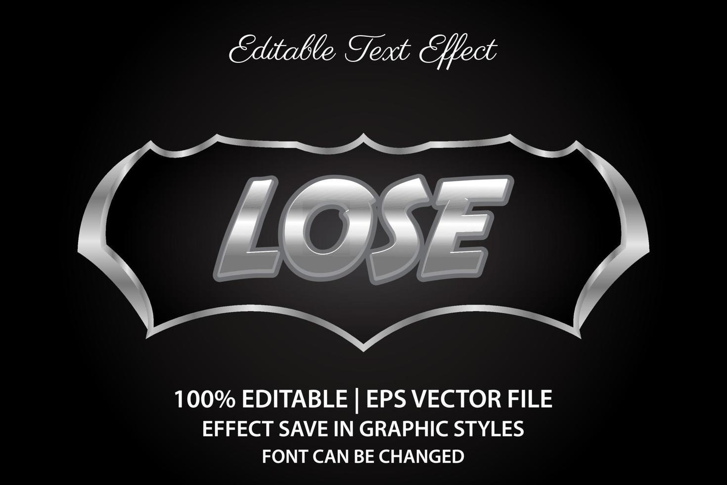 perder juego efecto de texto editable estilo 3d vector