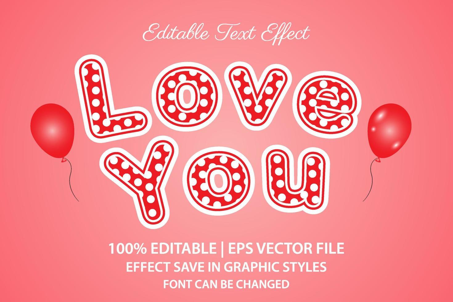 love you editable text effect 3d style vector