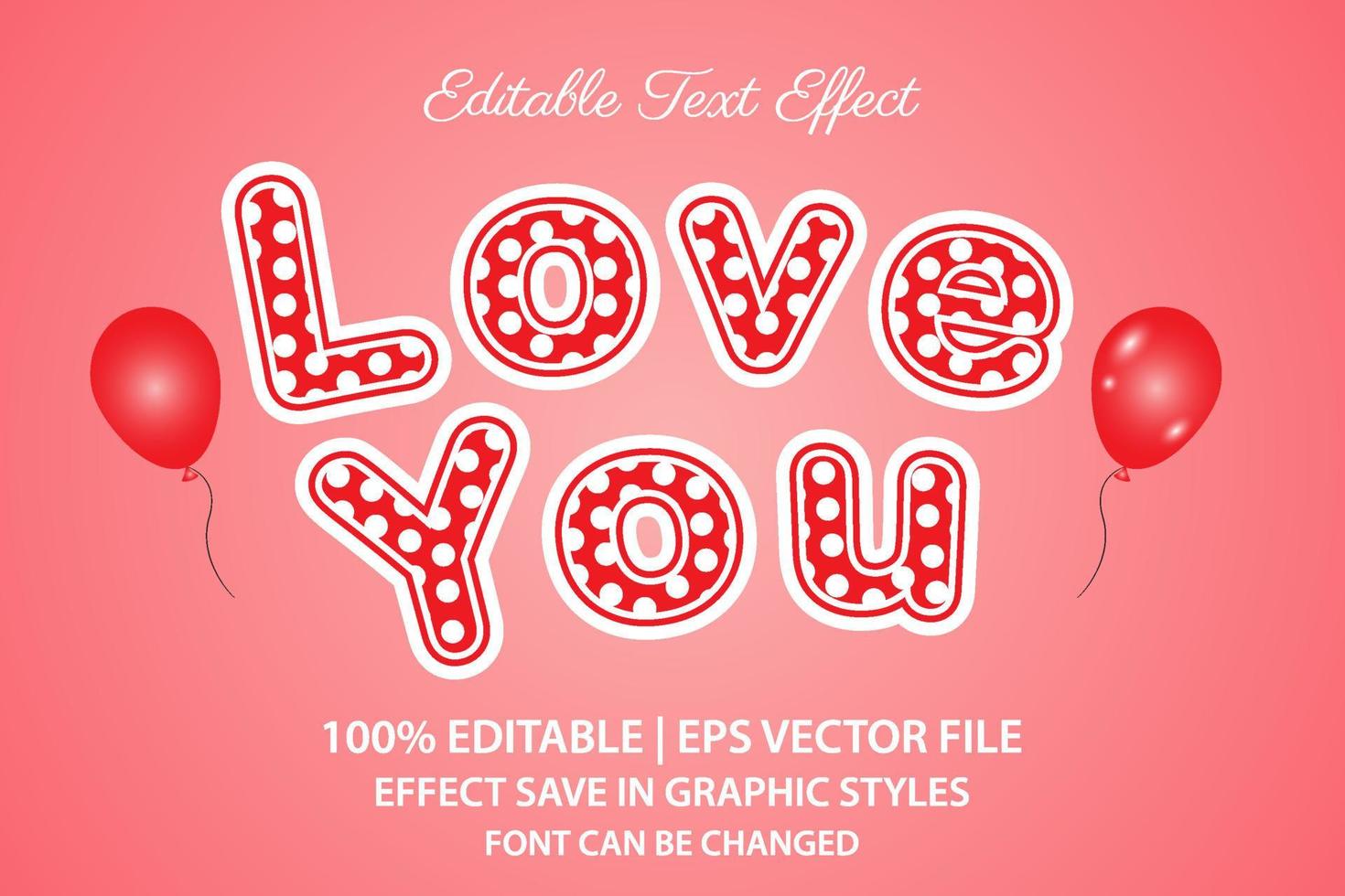 te amo efecto de texto editable estilo 3d vector