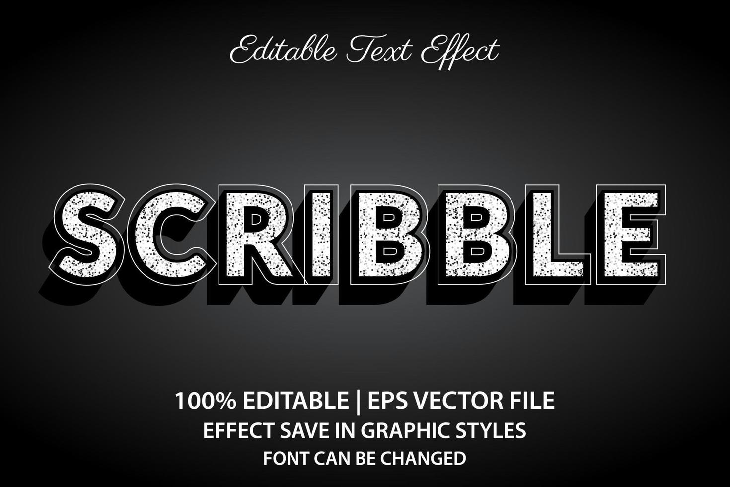 scribble 3d editable text effect vector