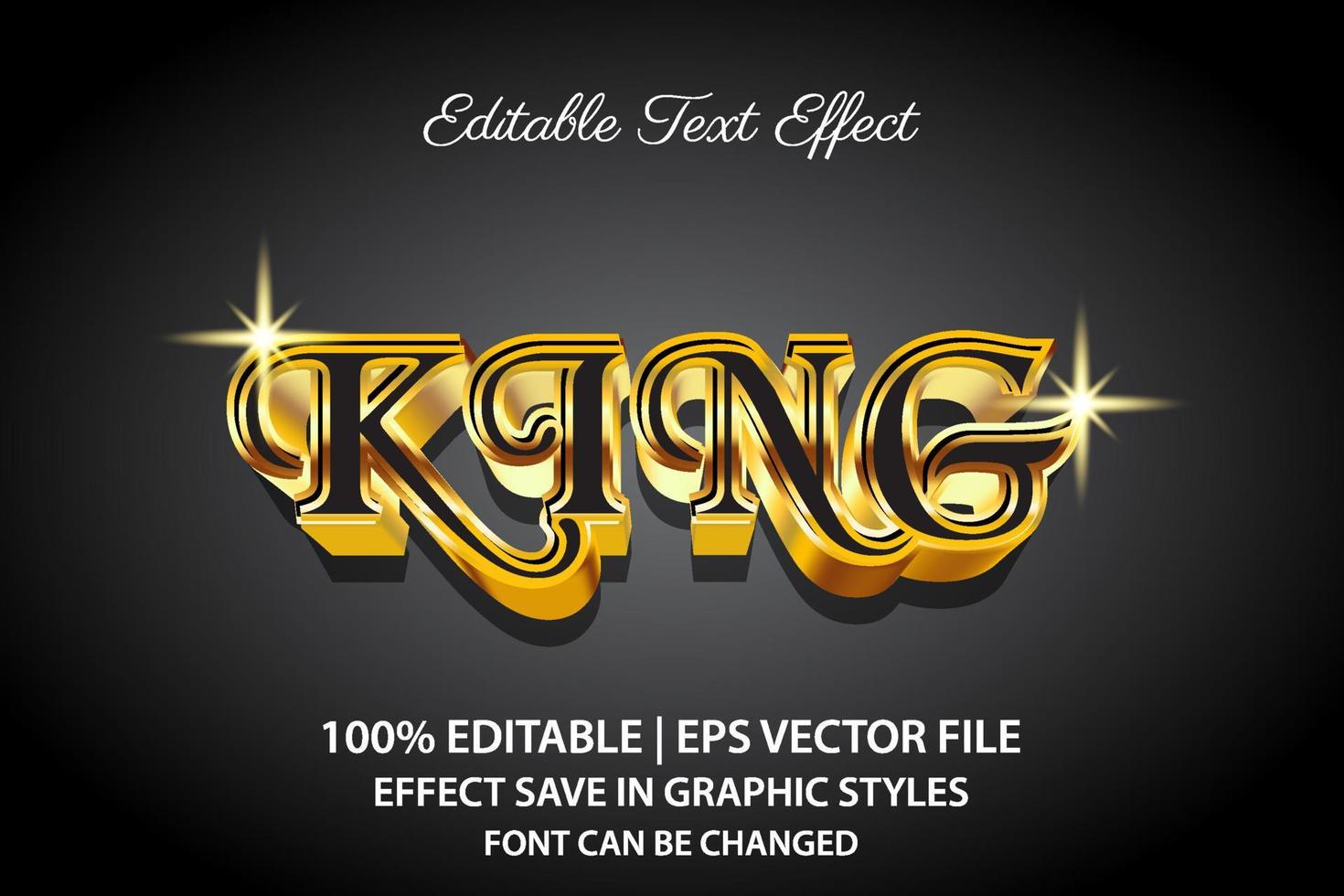 luxury king editable text effect 3d style vector