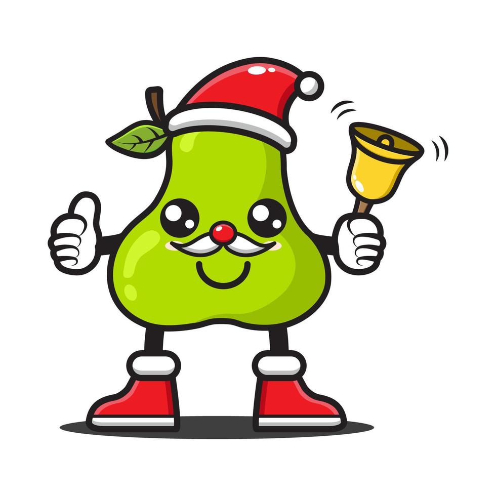 cute cartoon pear celebrating christmas vector