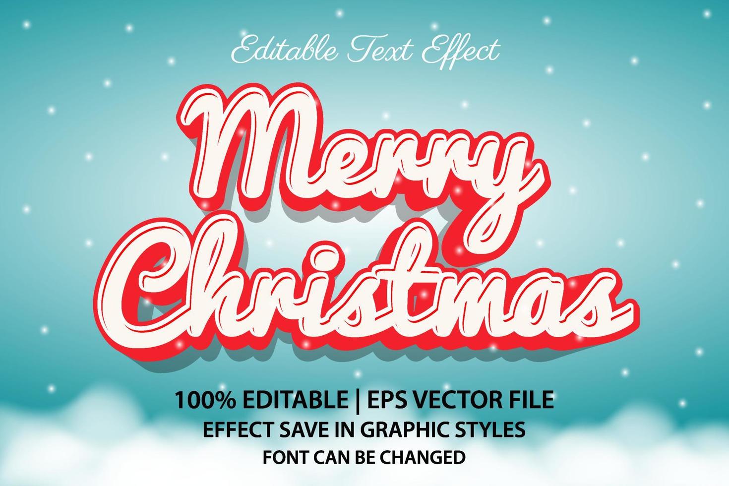 merry christmas editable text effect 3d style vector