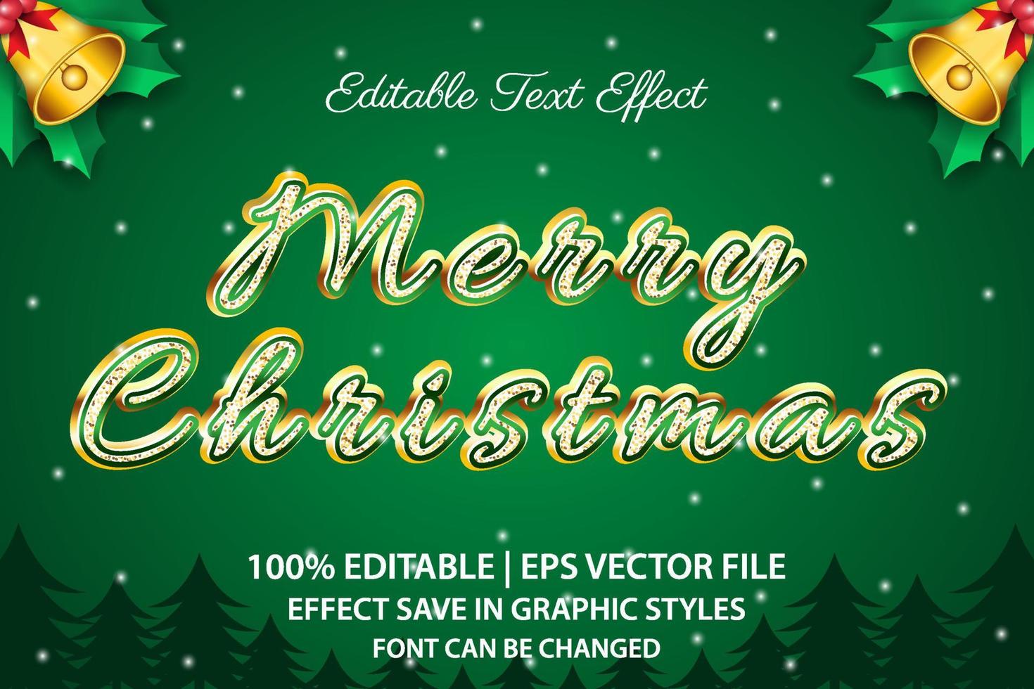 merry christmas editable text effect 3d style vector