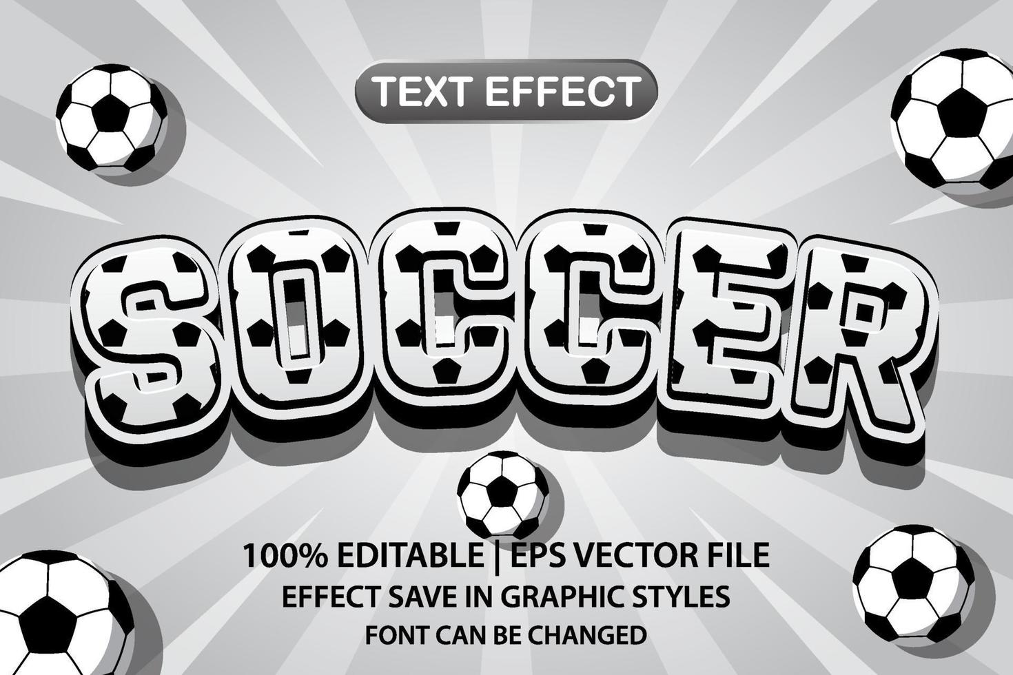 efecto de texto editable 3d de fútbol vector