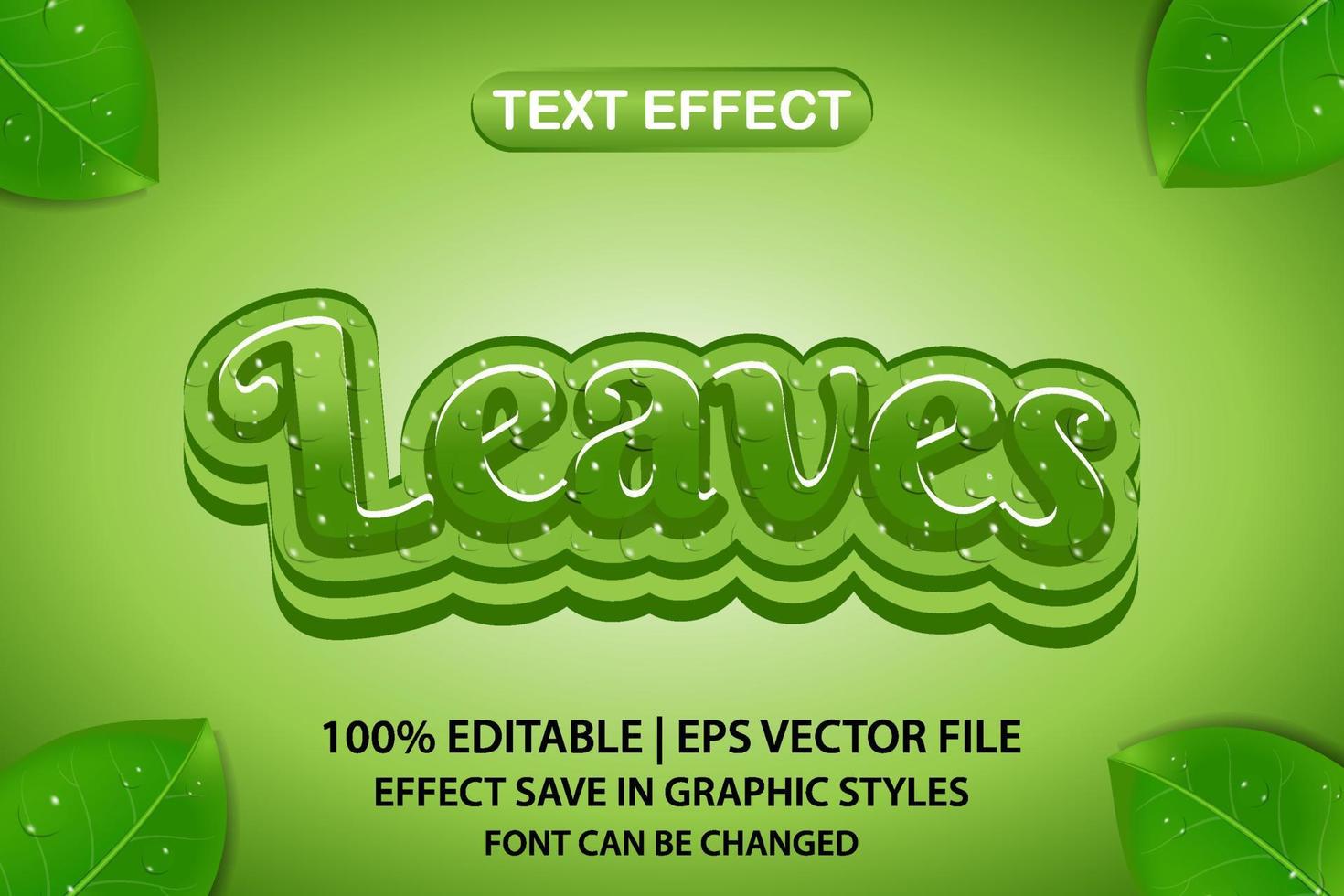 leaves 3d editable text effect vector