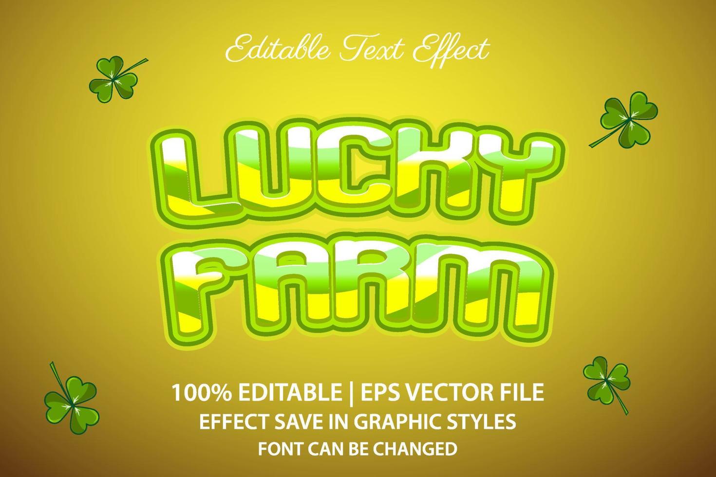 lucky farm brillante efecto de texto editable estilo 3d vector