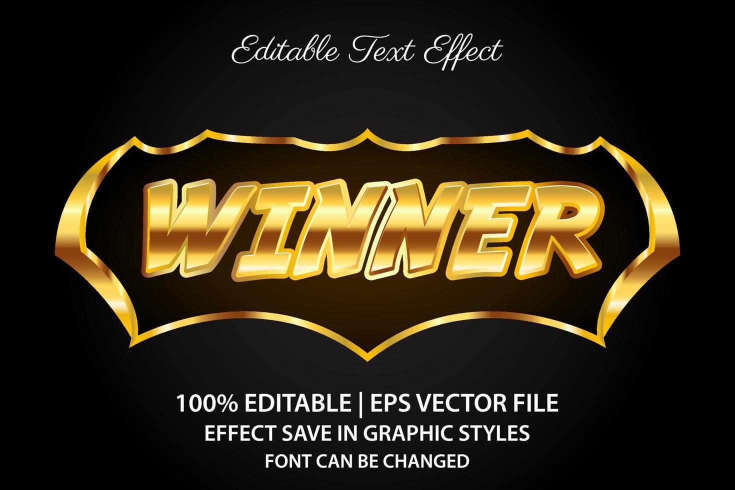 ganador juego efecto de texto editable estilo 3d vector