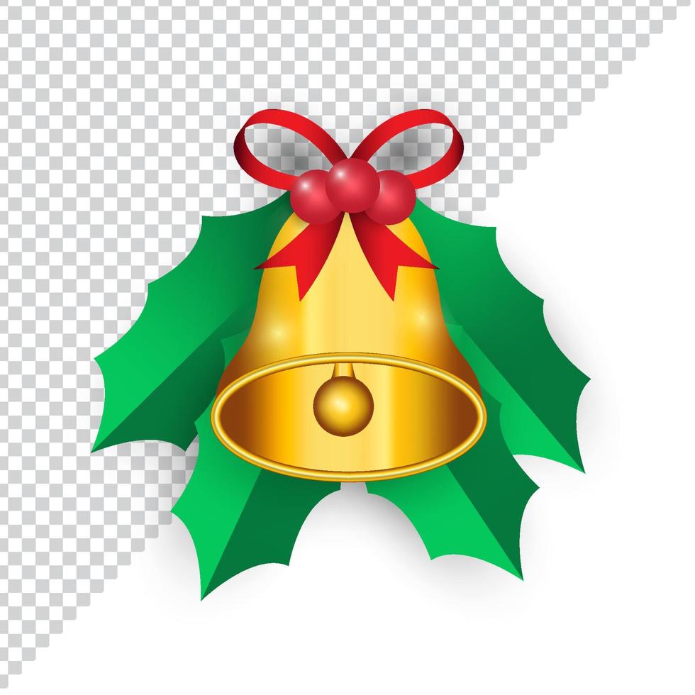 campana de navidad con vector de diseño de elemento de hoja y baya