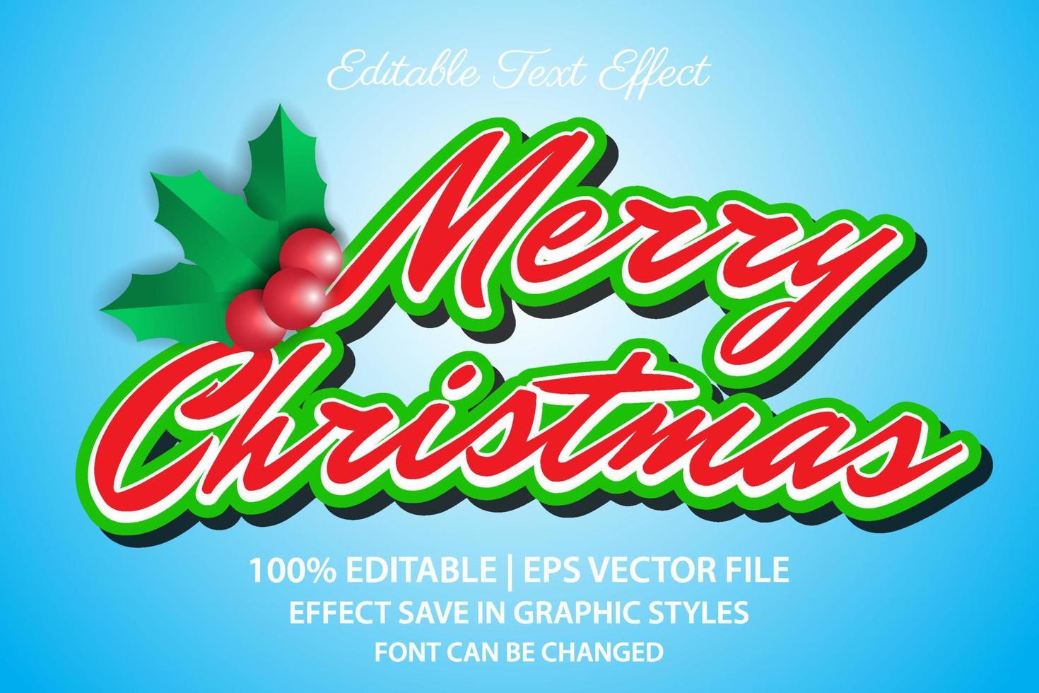 merry christmas editable text effect 3d style vector