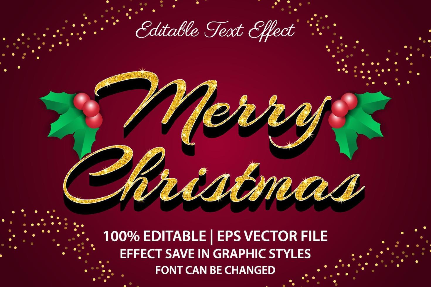 feliz navidad efecto de texto editable estilo 3d vector