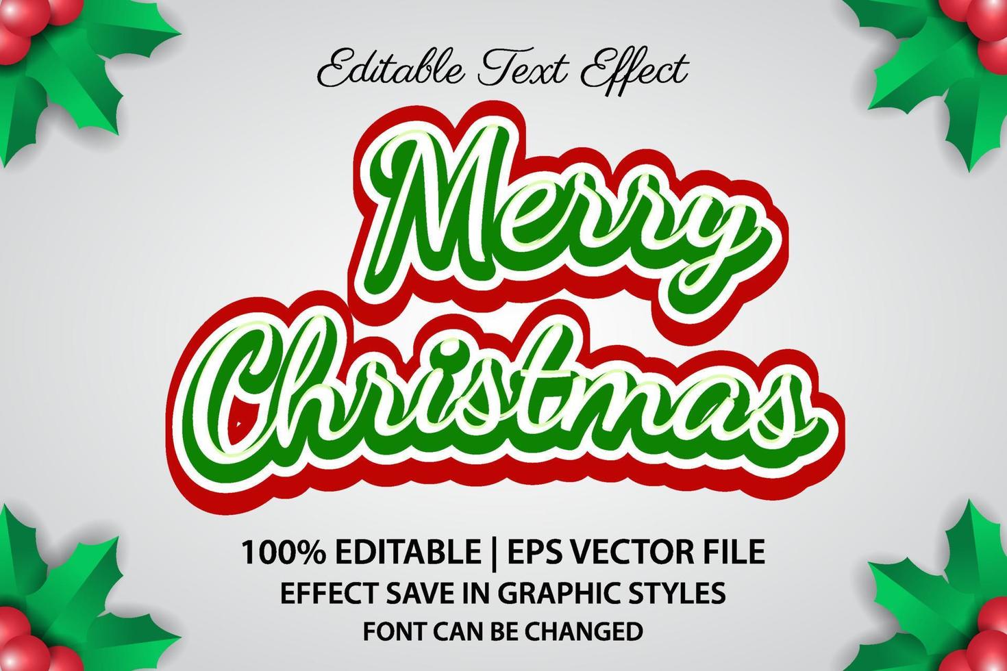 merry christmas editable text effect 3d style vector