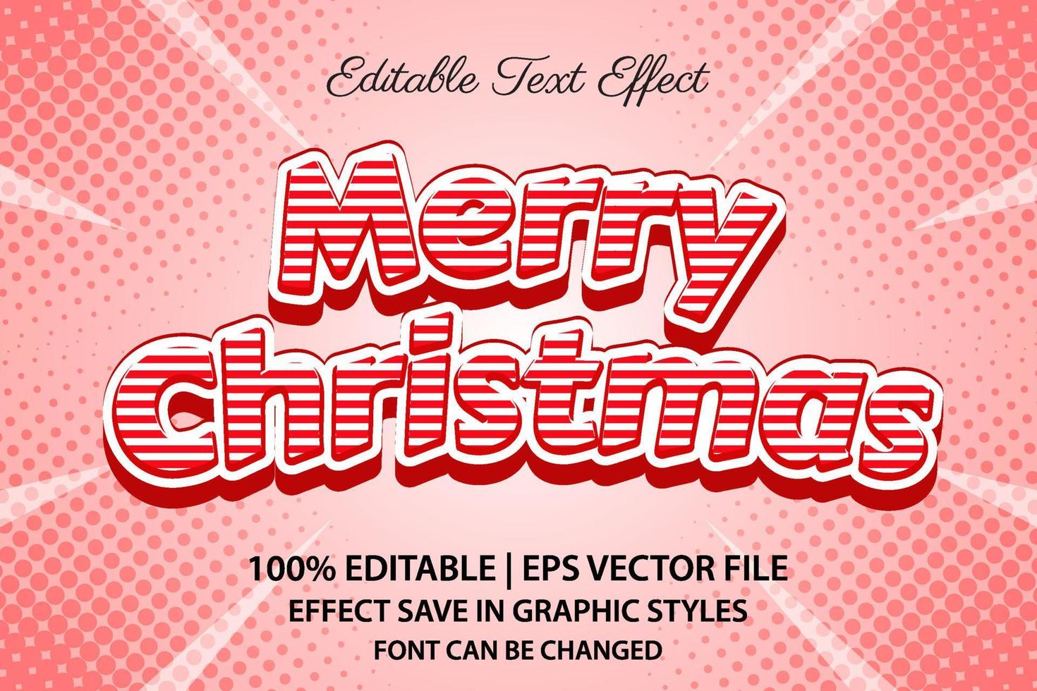 merry christmas editable text effect 3d style vector