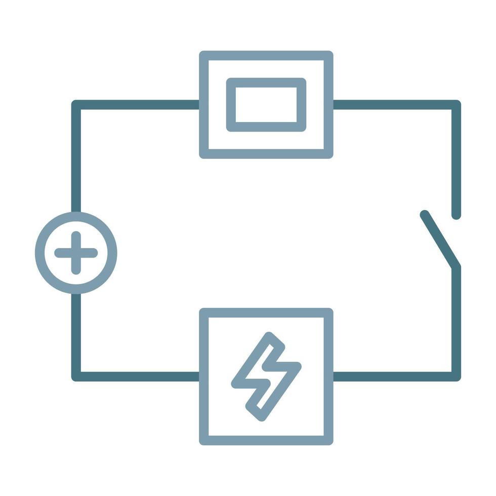 circuito eléctrico, línea, dos colores, icono vector