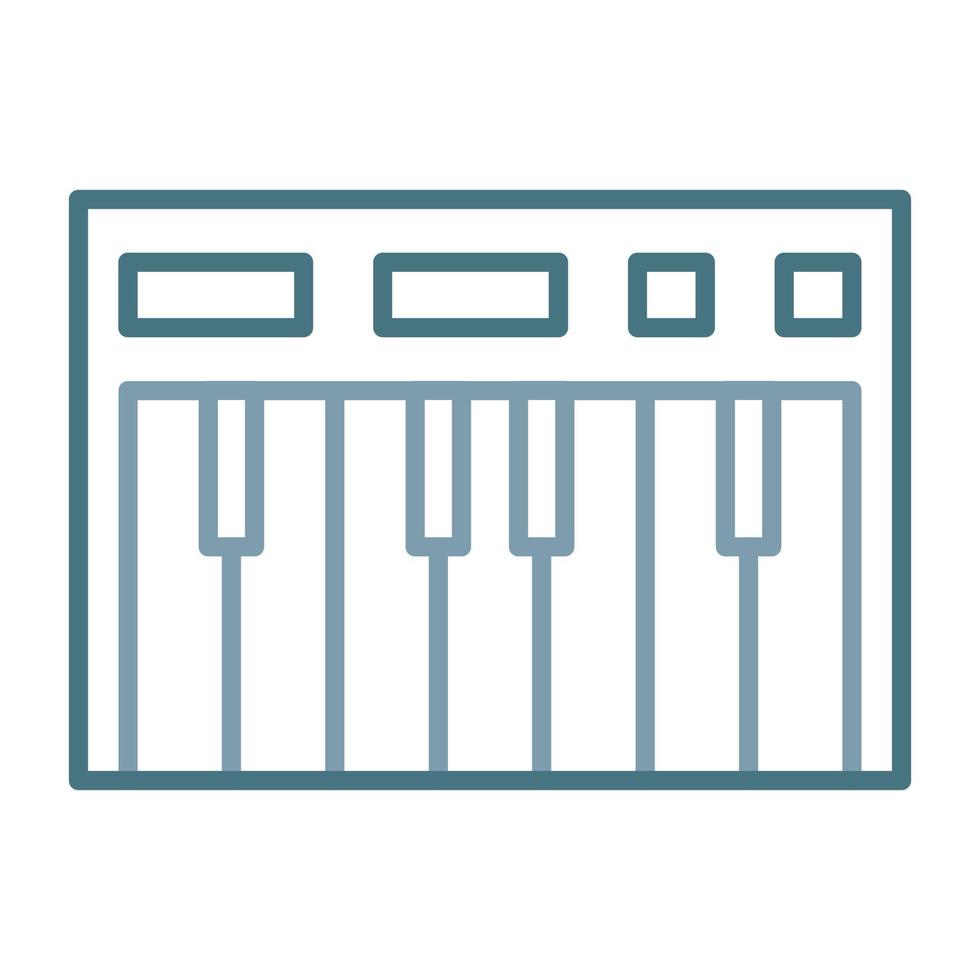 icono de dos colores de línea de piano vector