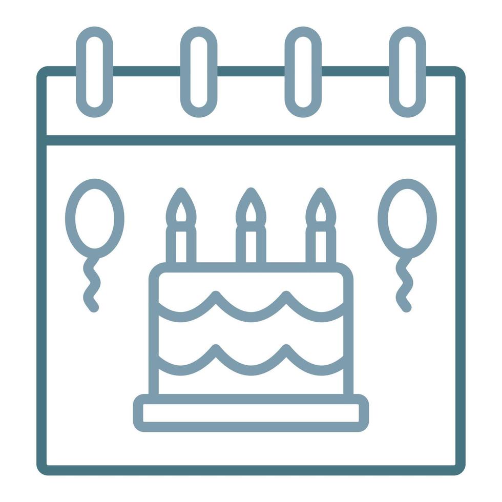 icono de dos colores de línea de evento de cumpleaños vector