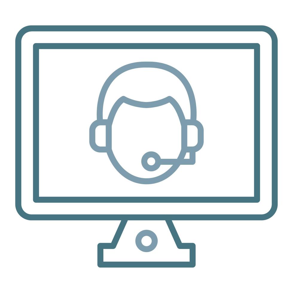 Online Call Center Line Two Color Icon vector