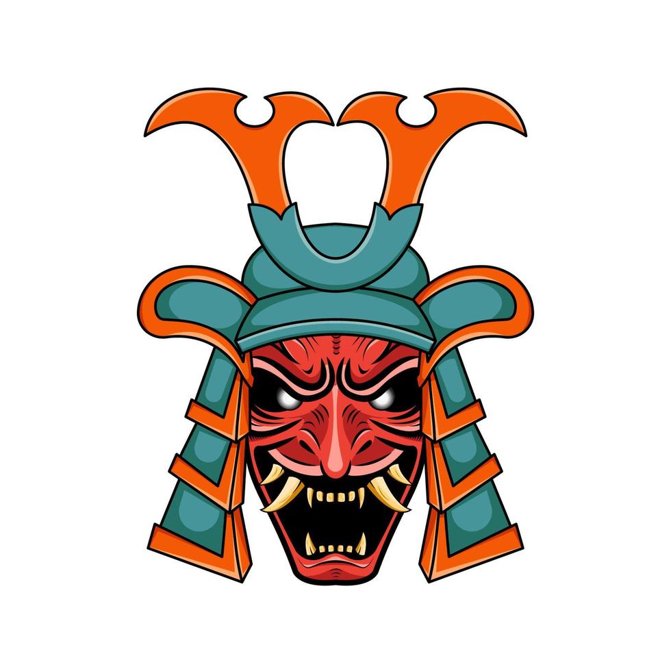 diablo oni japonés con ilustración de casco de samurai vector