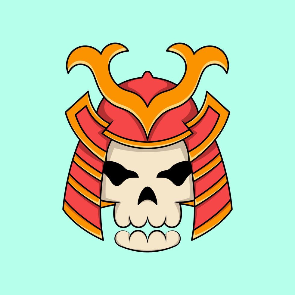 Skull head with samurai helmet illustration vector
