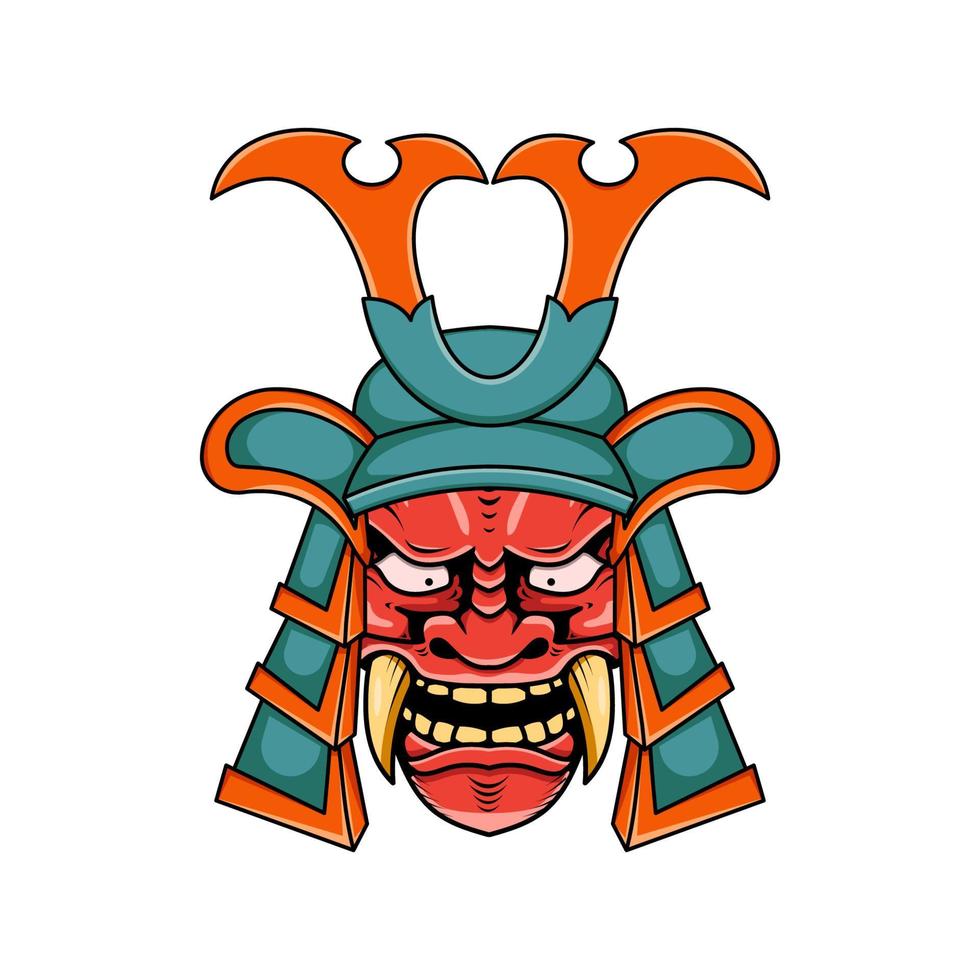 diablo oni japonés con ilustración de casco de samurai vector