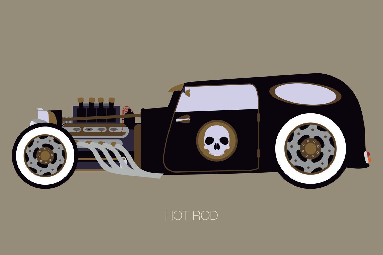 skull hot rod vector